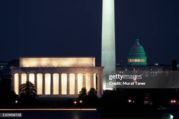 cityscape of washington, dc - capitol building washington dc night stock pictures, royalty-free photos & images