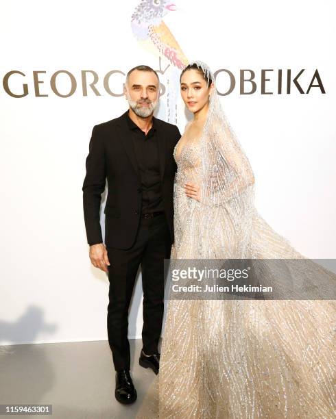 Designer Georges Hobeika and Araya Hartgate attend the Georges Hobeika Haute Couture Fall/Winter 2019 2020 show as part of Paris Fashion Week on July...