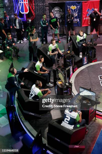 Wide-angle shot of the studio is seen during the game between T-Wolves Gaming and 76ers Gaming Club during Game Four of the NBA 2K League Finals on...