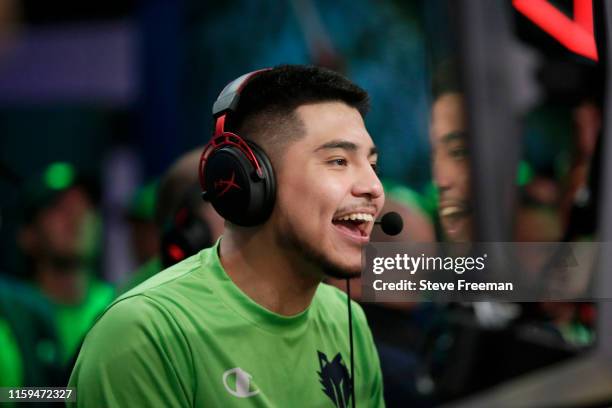 JMoneyRep817 of T-Wolves Gaming competes in a game against 76ers Gaming Club during Game Five of the NBA 2K League Finals on August 3, 2019 at the...