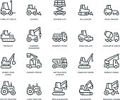 Industrial Vechicles Icons,  Monoline concept