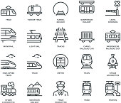 Rail transport Icons,  Monoline concept