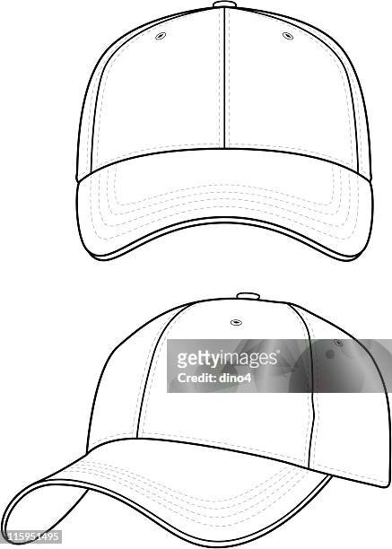 klassische baseball-kappe (2 ausblick - baseballmütze stock-grafiken, -clipart, -cartoons und -symbole