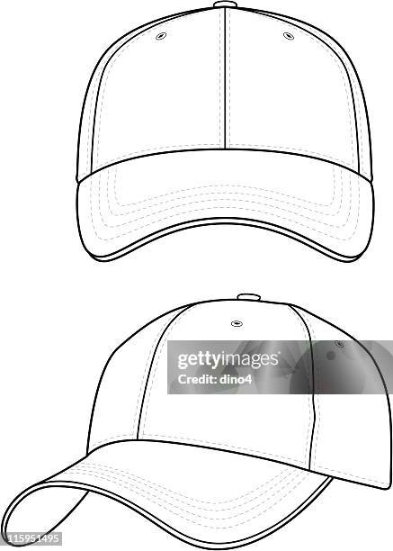 classic baseball cap (2 views) - baseball cap stock illustrations