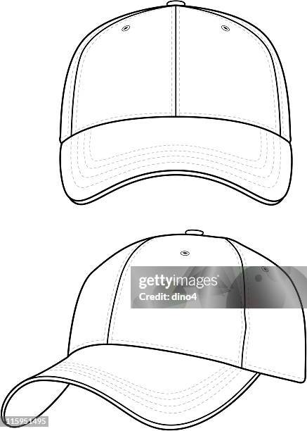 classic baseball cap (2 views) - baseball cap stock illustrations