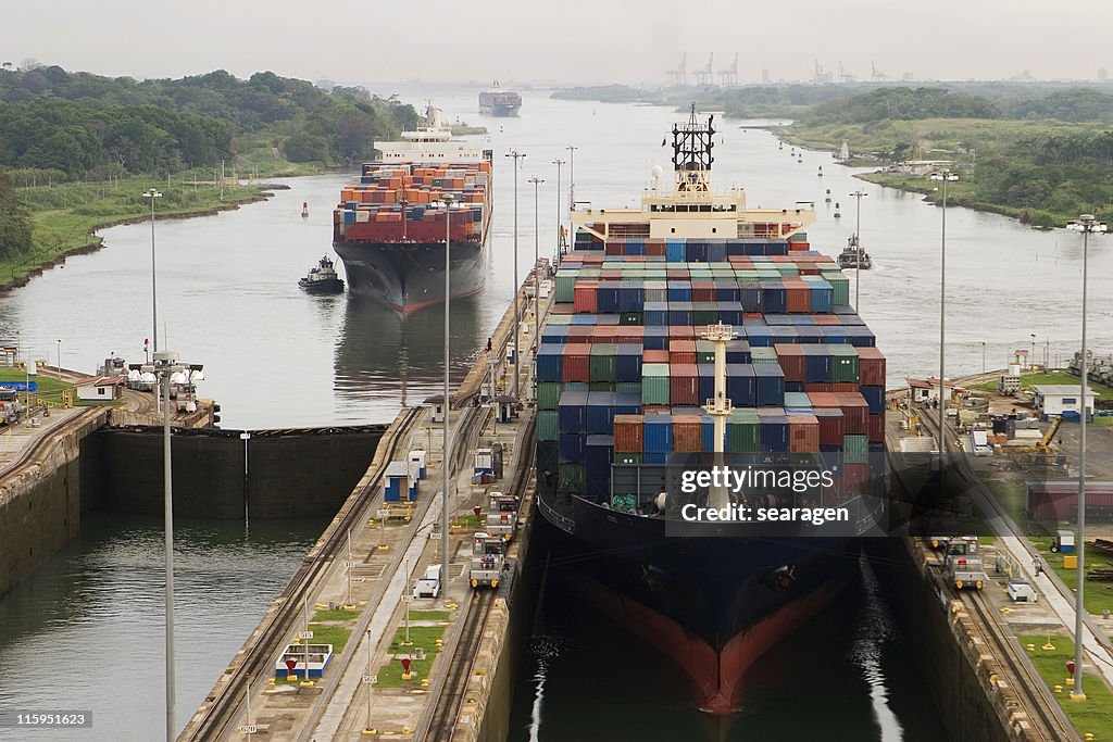 Cargo Ship in Panama Canal
