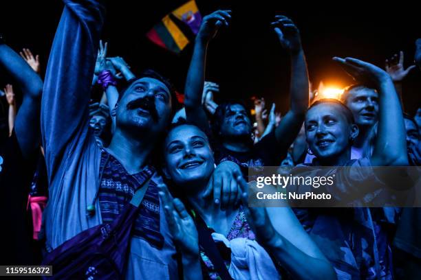 Crowds dance during Skunk Anansie concert on a main stage of the 25th PolnRock music festival in Kostrzyn at Odra, Poland on August 3, 2019. Over 750...