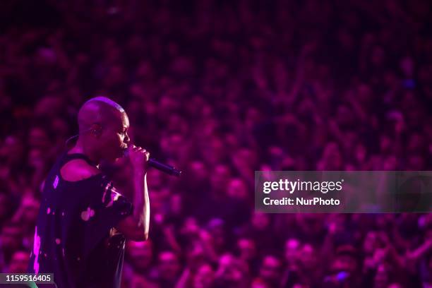 Skunk Anansie gives concert in front of thousands of people on a main stage of the 25th PolnRock music festival in Kostrzyn at Odra, Poland on August...