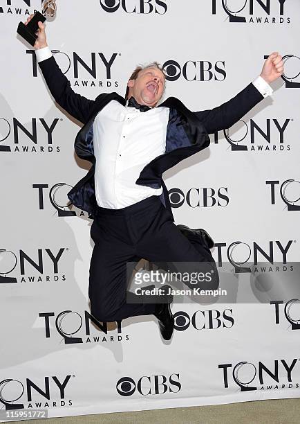 Winner of Best Performance by an Actor in a Leading Role in a Musical Norbert Leo Butz attends the press room during the 65th Annual Tony Awards at...