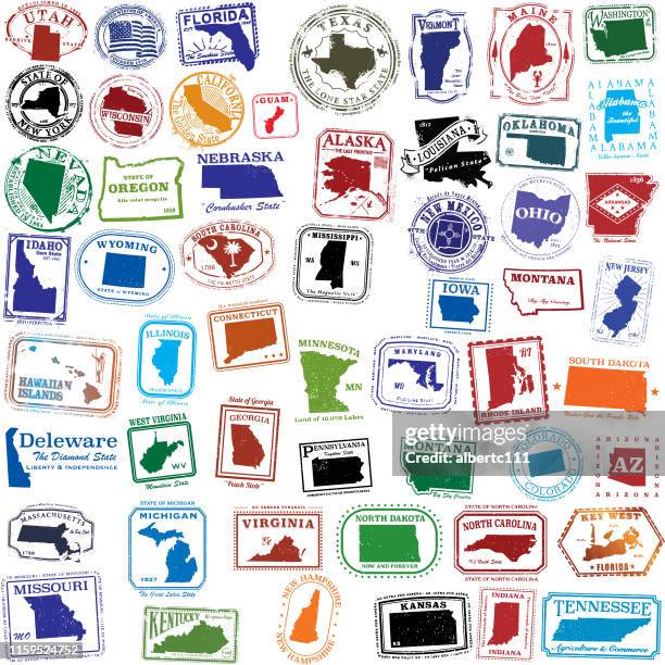 ilustraciones, imágenes clip art, dibujos animados e iconos de stock de serie de sellos de los estados unidos - idaho