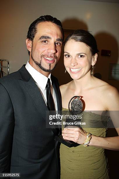 Bobby Cannavale and winner of Best Performance by an Actress in a Leading Role in a Musical Sutton Foster attend the press room during the 65th...