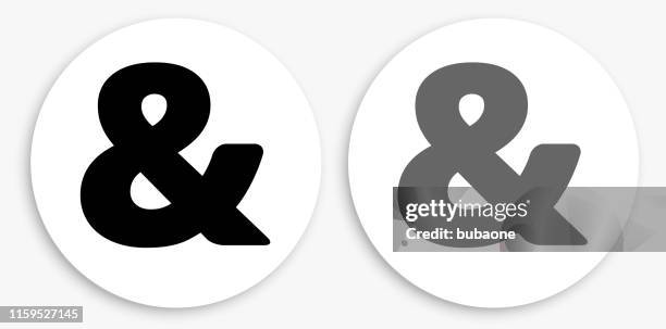 & sign black and white round icon - ampersand stock illustrations