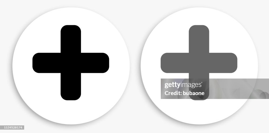 Plus Zeichen schwarz und weiß Runde Symbol