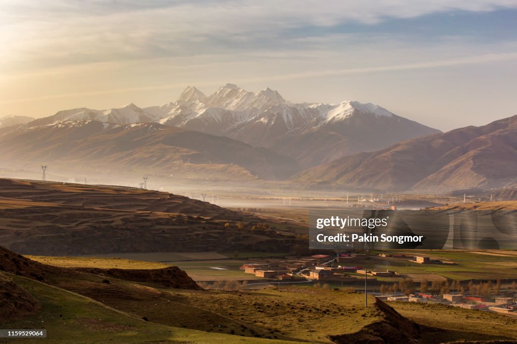 Beautiful landscape snow mountain at Sichuan Province