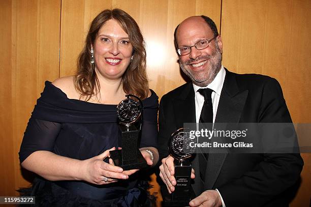 Ann Garefino and Scott Rudin pose with the award for Best Musical during the 65th Annual Tony Awards at the The Jewish Community Center in Manhattan...