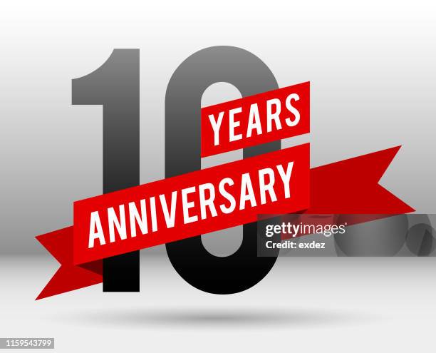 ilustraciones, imágenes clip art, dibujos animados e iconos de stock de décimo aniversario - 10° aniversario