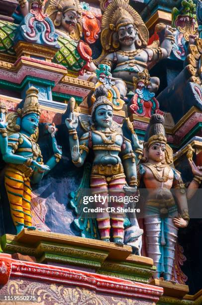 details of meenakshi temple in madurai, tamil nadu, india - tamil nadu stockfoto's en -beelden