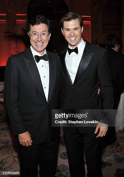 Stephen Colbert and Andrew Rannells attend the party following the 65th Annual Tony Awards on June 12, 2011 in New York City.