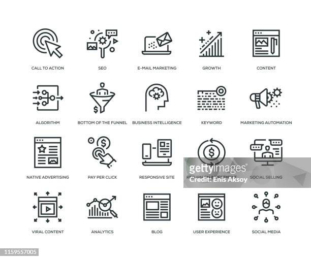 inbound marketing icons - line series - kundenbeziehungsmanagement stock-grafiken, -clipart, -cartoons und -symbole