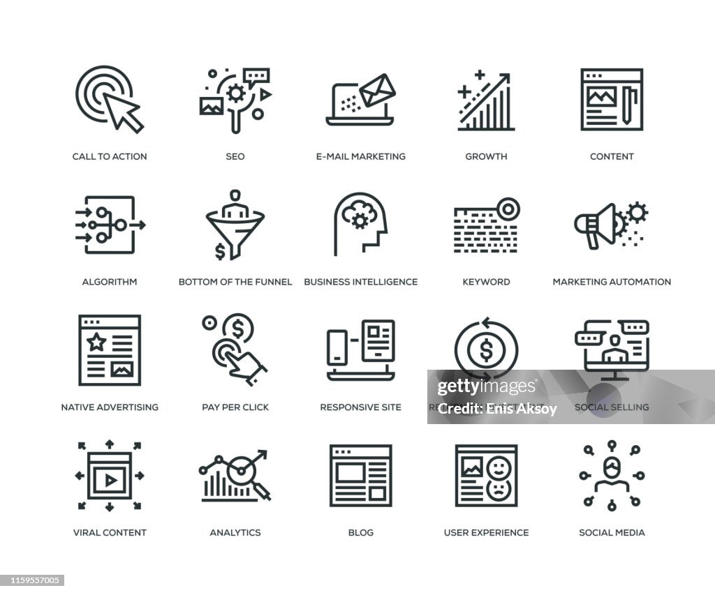 Inkomende marketing icons-line Series