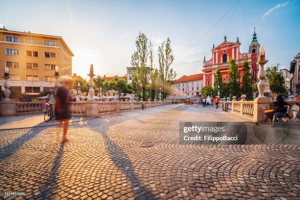 Ljubljana, capital of Slovenia at sunset