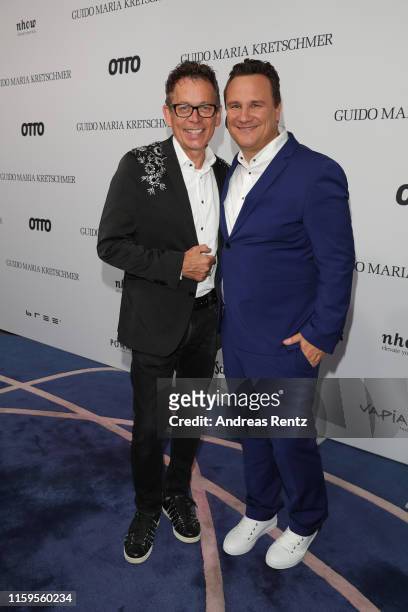 Frank Mutters and Guido Maria Kretschmer attend the after show party of Guido Maria Kretschmers show during the Berlin Fashion Week Spring/Summer...