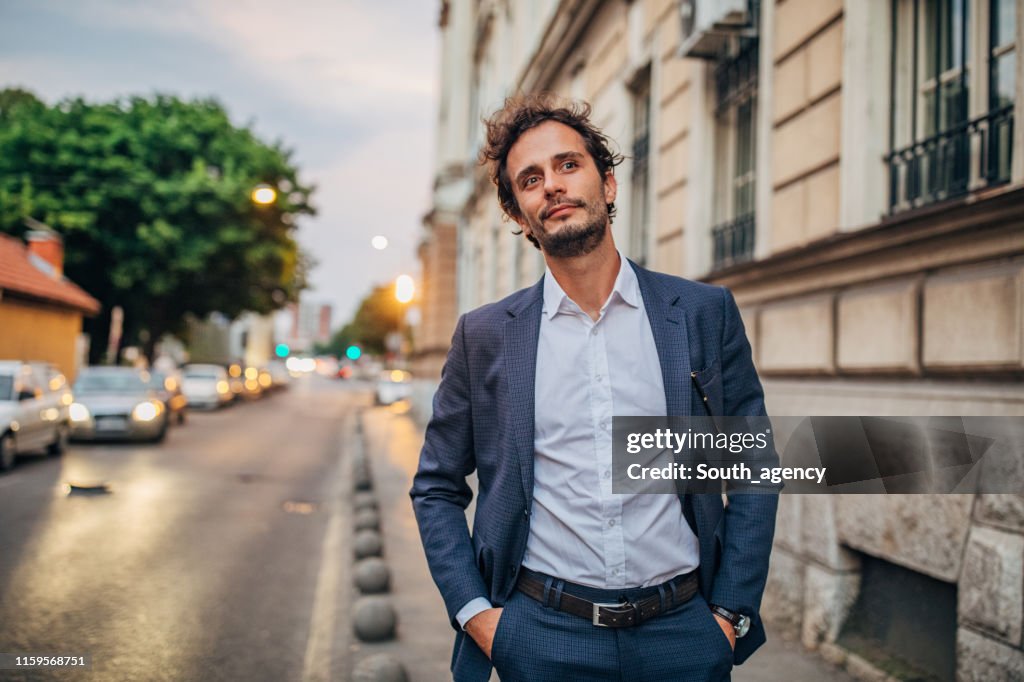 Handsome elegant man on the street