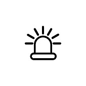 Siren Light Line Icon In Flat Style Vector For Apps, UI, Websites. Black Icon Vector Illustration