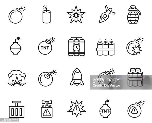 explode icon set - explosive material stock illustrations