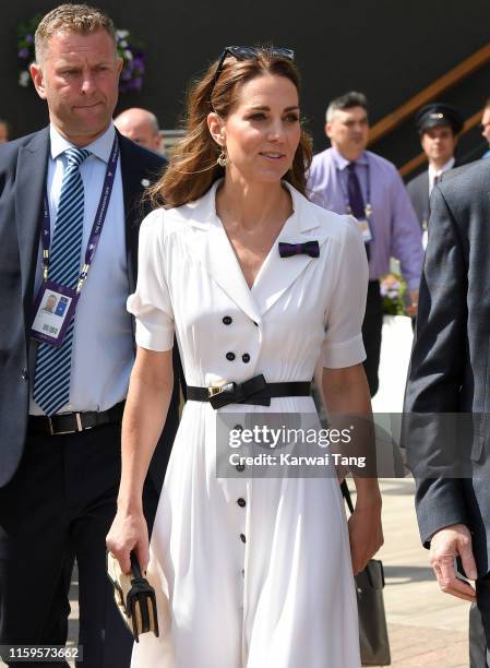 Catherine, Duchess of Cambridge attends day 2 of the Wimbledon Tennis Championships at the All England Lawn Tennis and Croquet Club on July 02, 2019...