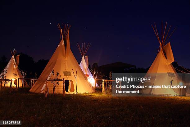 teepees night - teepee stock pictures, royalty-free photos & images