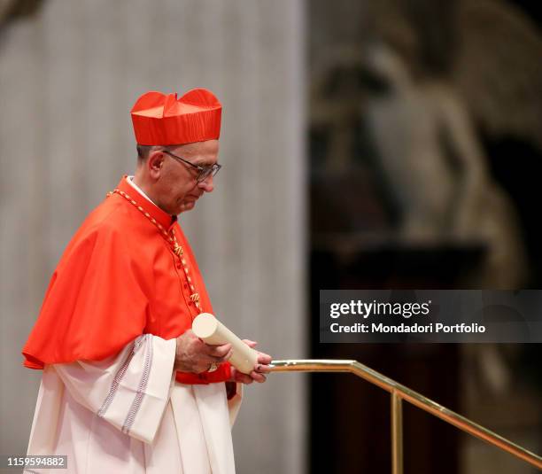 Consistory for the creation of five new cardinals chaired by Pope Francis . The catholic Cardinal and Bishop Juan Josè Omella. Vatican City, 28th...