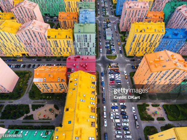 rainbow houses aerial view - ukraine city stock pictures, royalty-free photos & images