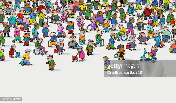 ilustraciones, imágenes clip art, dibujos animados e iconos de stock de grupo de personas mayores o de edad avanzada - multiple exposure