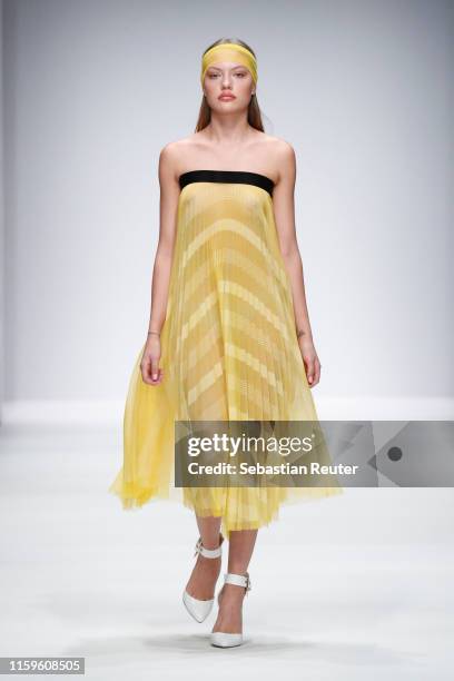 Cheyenne Savannah Ochsenknecht walks the runway at the Maisonnoee show during the Berlin Fashion Week Spring/Summer 2020 at ewerk on July 02, 2019 in...