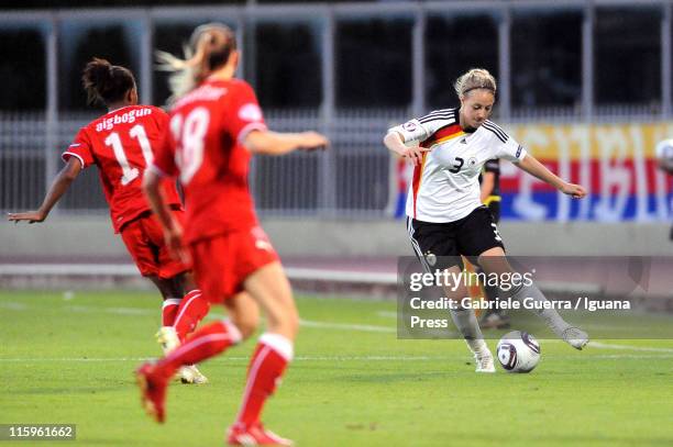 Carolin Simon of Germany in action during semifinal game between Germany and Switzerland of Women's Under 19 European Football Championship on June...
