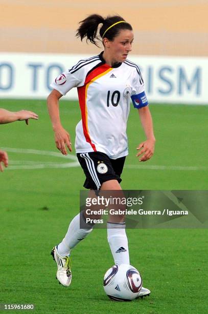 Ramona Petzelberger of Germany in action during semifinal game between Germany and Switzerland of Women's Under 19 European Football Championship on...