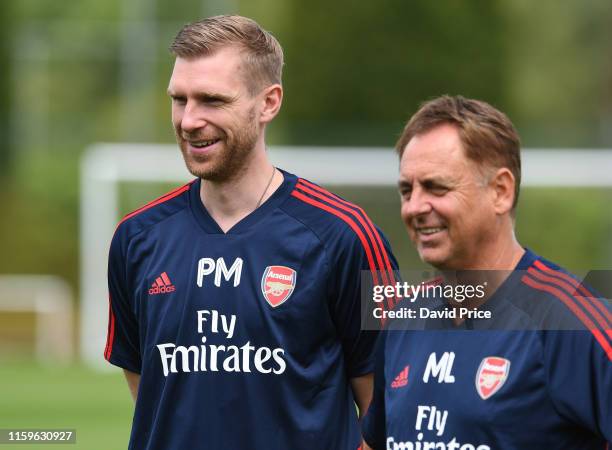 Per Mertesacker the Arsenal Academy Director watches the Arsenal U23 Training Sessionat London Colney on July 02, 2019 in St Albans, England.