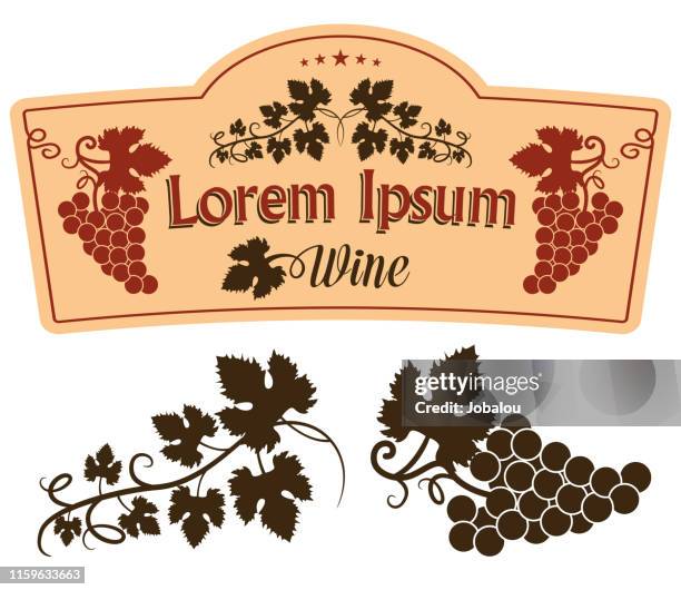 stockillustraties, clipart, cartoons en iconen met wijn label design elementen - wine bottle