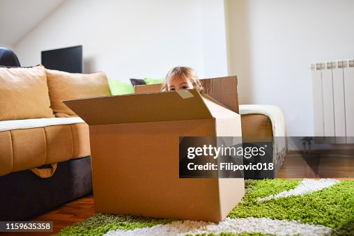 Goind Inside Box Girl Inside A Box High-Res Stock Photo - Getty Images