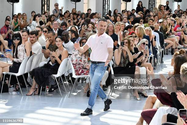 Alexandre Vauthier walks the runway after the Alexandre Vauthier Haute Couture Fall/Winter 2019 2020 show as part of Paris Fashion Week on July 02,...