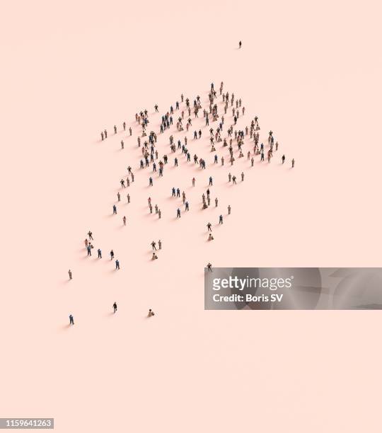 crowd forming an arrow pointing at leader - diversity concepts stock pictures, royalty-free photos & images