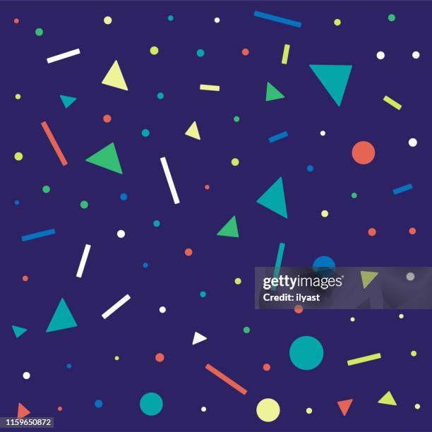 bildbanksillustrationer, clip art samt tecknat material och ikoner med färgglada konfetti geometriska linjer vektor mönster - confetti background