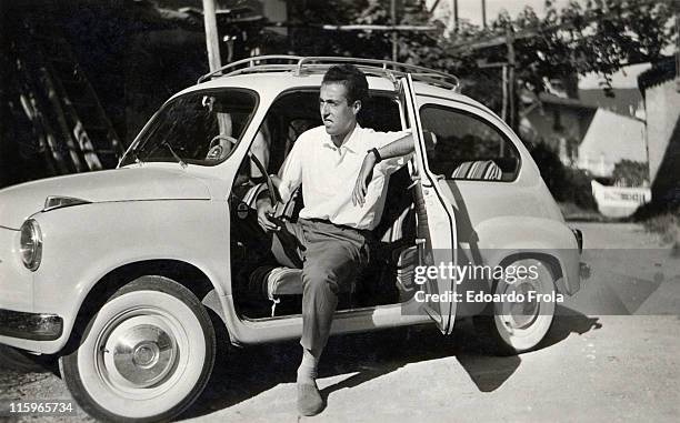 waiting man - vintage italian car stock pictures, royalty-free photos & images