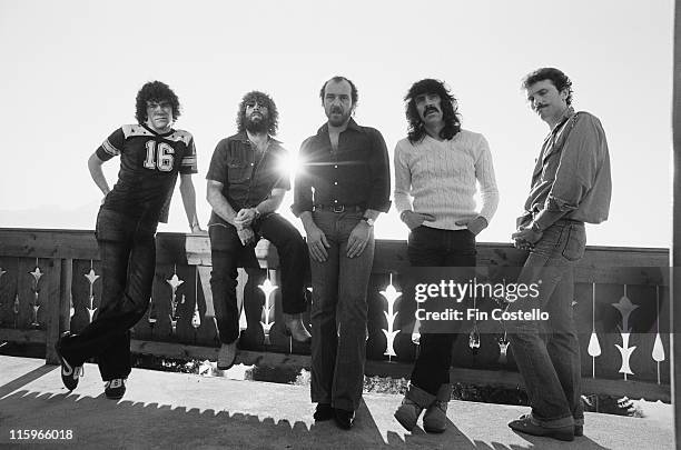 Nazareth , British hard rock band, pose for a group portait in Montreux, Switzerland, 1978.