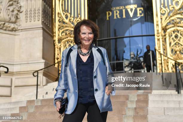 Claudia Cardinale attends the Giorgio Armani Prive Haute Couture Fall/Winter 2019 2020 show as part of Paris Fashion Week on July 02, 2019 in Paris,...