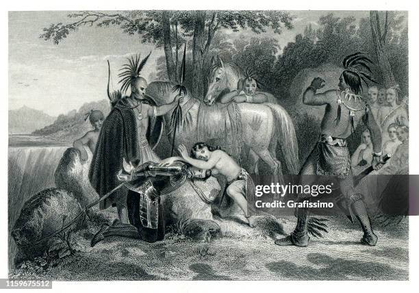 ilustrações de stock, clip art, desenhos animados e ícones de colonist captain john smith saved by pocahontas in may 1607 - images of pocahontas