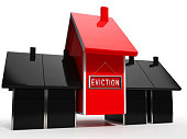Eviction Notice Icon Illustrates Losing House Due To Bankruptcy - 3d Illustration