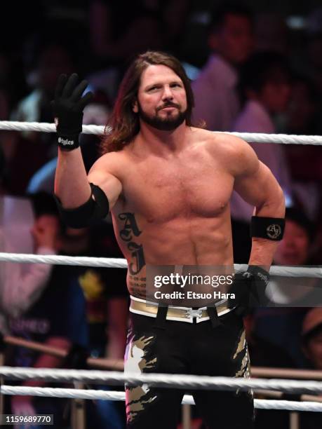 Styles looks on during the WWE Live Tokyo at Ryogoku Kokugikan on June 29, 2019 in Tokyo, Japan.