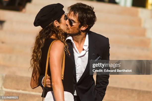 Nikki Reed and Ian Somerhalder are seen outside Armani, during Paris Fashion Week Haute Couture Fall/Winter 2019/20, on July 02, 2019 in Paris,...